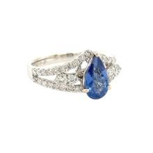 1.33 ctw Tanzanite, Sapphire, & Diamond Ring - 14KT White Gold