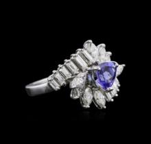 Platinum 1.07 ctw Tanzanite and Diamond Ring