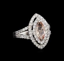 14KT White Gold 1.20 ctw Morganite and Diamond Ring