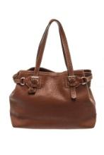 Prada Brown Leather Vitello Daino Shoulder Bag