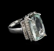 14KT White Gold 7.61 ctw Aquamarine and Diamond Ring