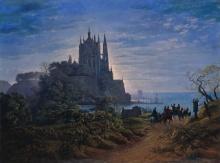 Karl Friedrich Schinkel- Gothic Church on a Rock by the Sea