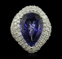 14KT White Gold 14.82 ctw GIA Certified Tanzanite and Diamond Ring