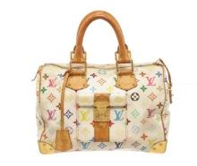 Louis Vuitton Multicolor White Calf Leather Speedy 30 Handbag