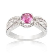 0.70 ctw UNHEATED Pink Sapphire and 0.44 ctw Diamond 14K White Gold Ring