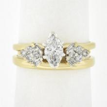 14K TT Gold 0.70 ctw Marquise Diamond Solitaire Engagement Custom Wedding Ring S