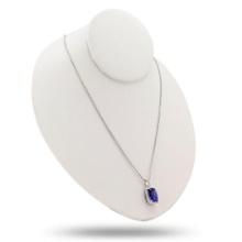 9.20 ctw Tanzanite and 0.39 ctw Diamond Platinum Pendant/Necklace (GIA CERTIFIED