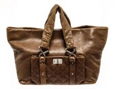 Chanel Brown Lambskin Leather Wild Stitch Shoulder Bag