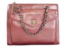 Chanel Dark Red Leather Vintage Bordeaux Tote Bag