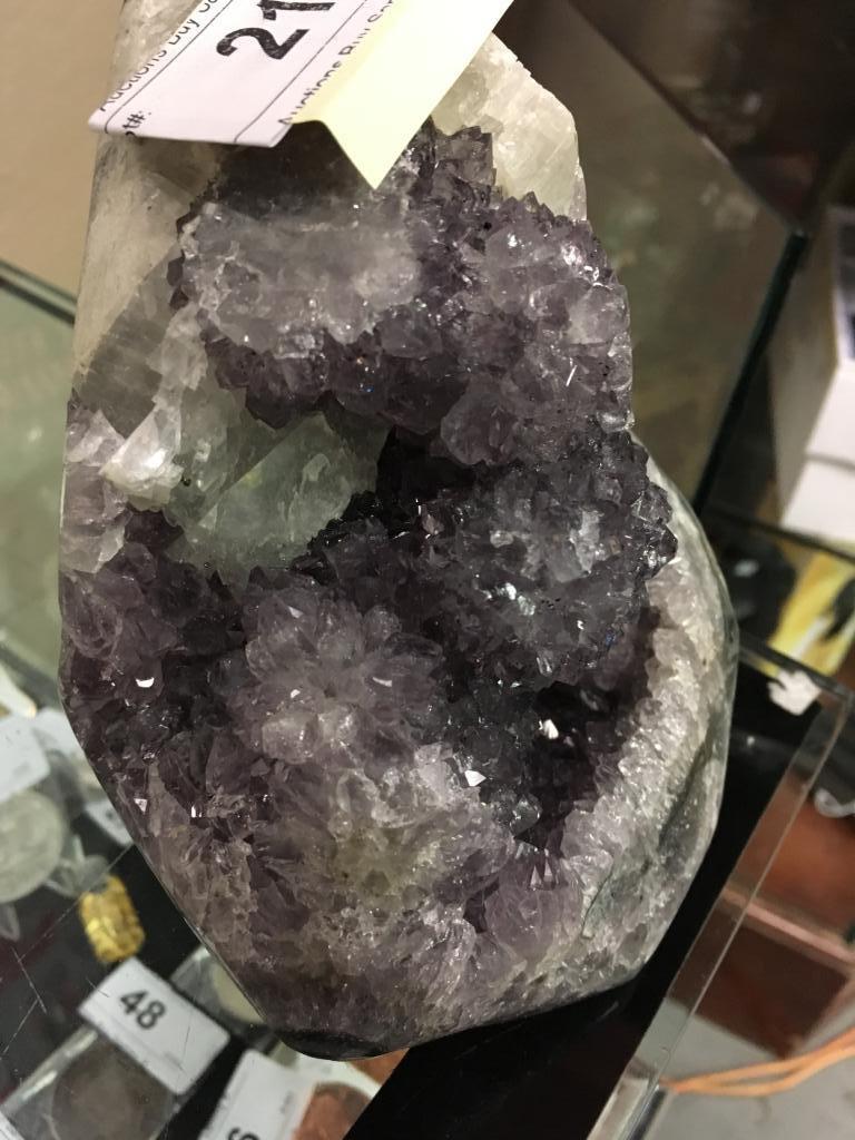 Amethyst Crystal Geode Polished Sides  5 3/8" Tall