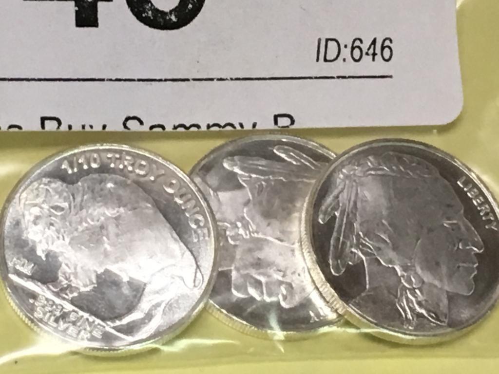 (3)   .999 Fine Silver 1/10 Troy Ounce, Strikes