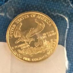 1994  .999 Solid 1/10 oz  Gold 5 Dollar Coin