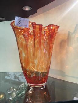 Fluted art glass vase
