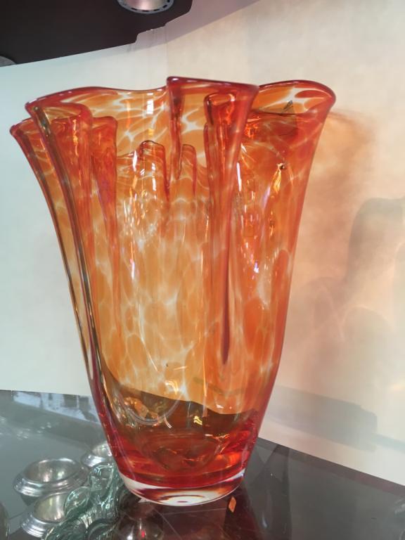 Fluted art glass vase