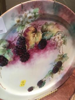 Hand Painted Grapes on Ceramic Plate Signed