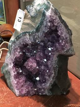 Amethyst Crystal Geode Polished Sides 10" tall