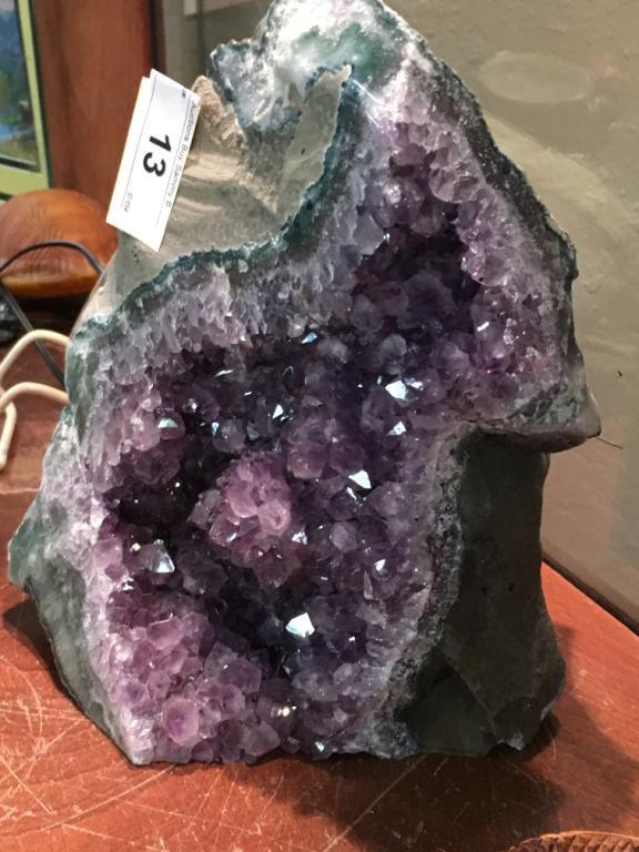 Amethyst Crystal Geode Polished Sides 10" tall