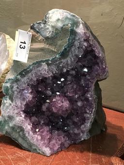 Amethyst Crystal Geode Polished Sides 10" tall