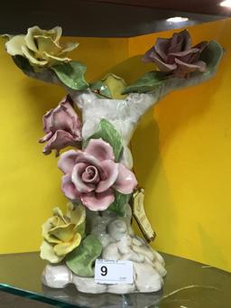 Capodimonte Tree w/ Flowers & Tag 11 3/4" T