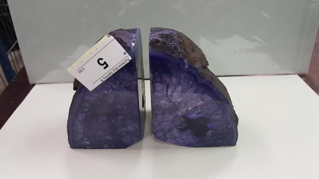 Purple Crystal Quartz Bookends  5" Tall