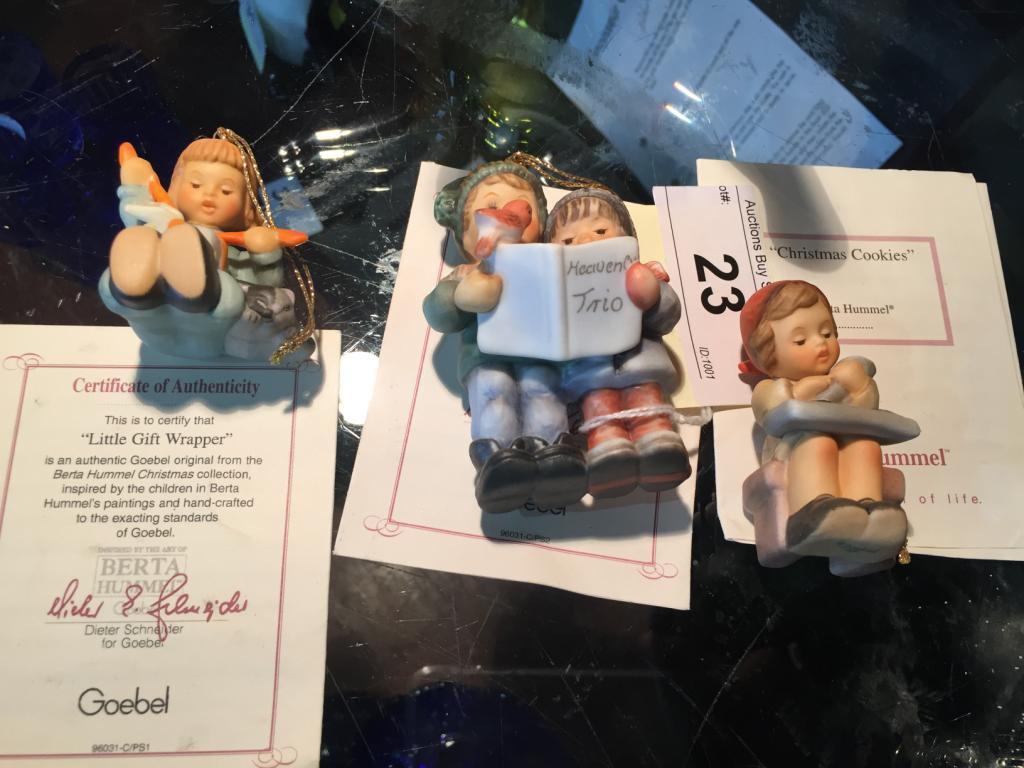 3 Gobel/ Hummel Ornaments w/ COA's -