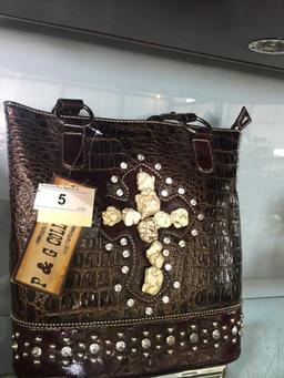 Snake Skin Purse w/ Cross & Rhinestones