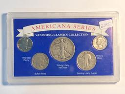 5 Coin Americana Series Silver Coins + Set