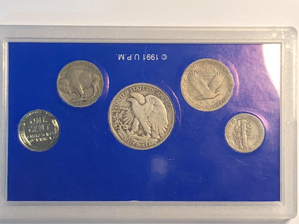 5 Coin Americana Series Silver Coins + Set