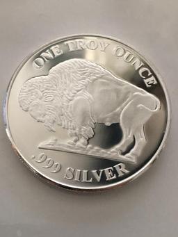 .999 1 oz Silver Round/Strike, Buffalo Head/Indian