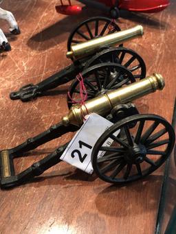 2 Cast Iron & Brass Cannons 5 1/2" long