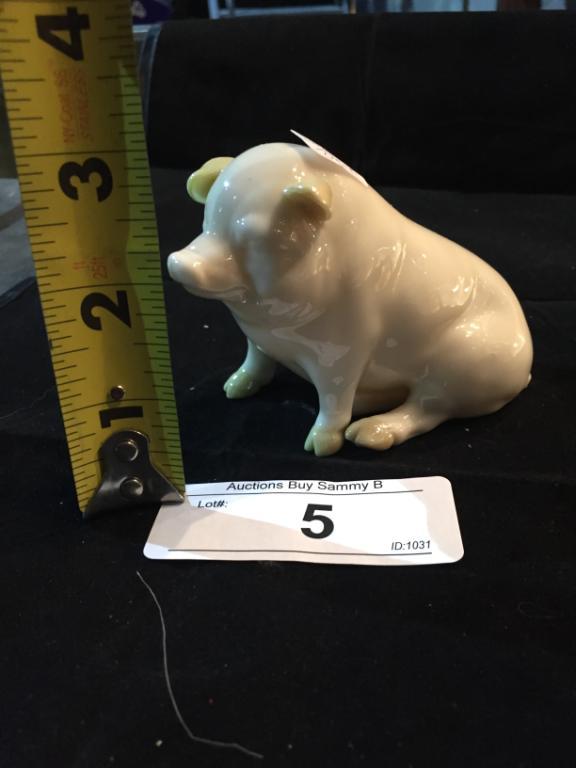 Belleek Green Label Pig 4 1/4" Long