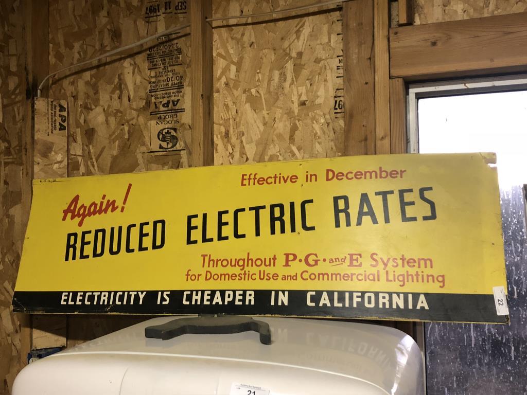 vintage calif. electric carboard sign