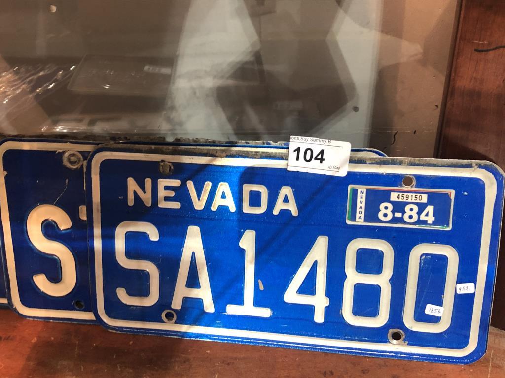 3 Vintage Blue Nevada License Plates, Different