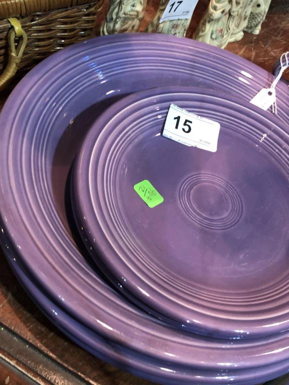 9 pcs Fiesta Ware Purple Plates and Cups