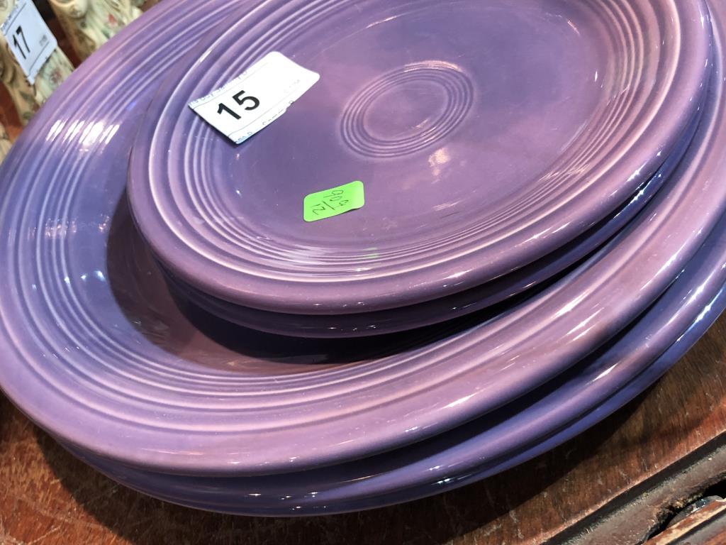 9 pcs Fiesta Ware Purple Plates and Cups