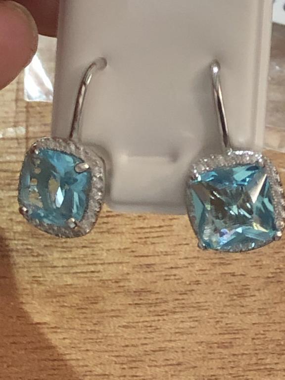 Sterling Silver Blue Topaz Earrings