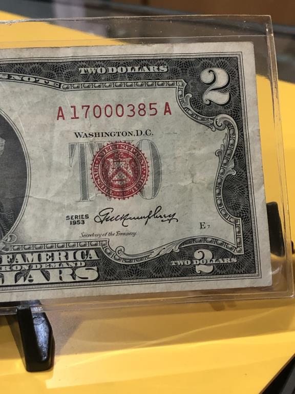 $2.00 Red Dot Federal Note 1953 XF