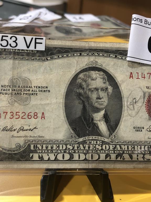 $2.00 Red Dot Federal Reserve Note 1953 VF