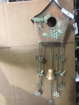 Copper Hanging Wind Chime Bird House