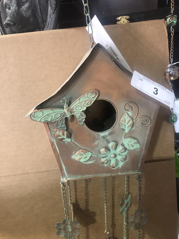 Copper Hanging Wind Chime Bird House