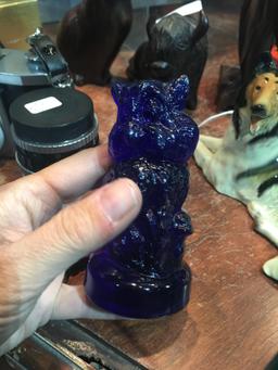 Cobalt Glass Owl Stamped Joe St Clair