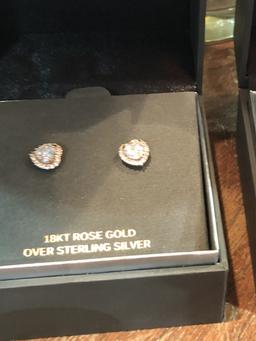 18 Kt Rose Gold Over Sterling Heart Earrings