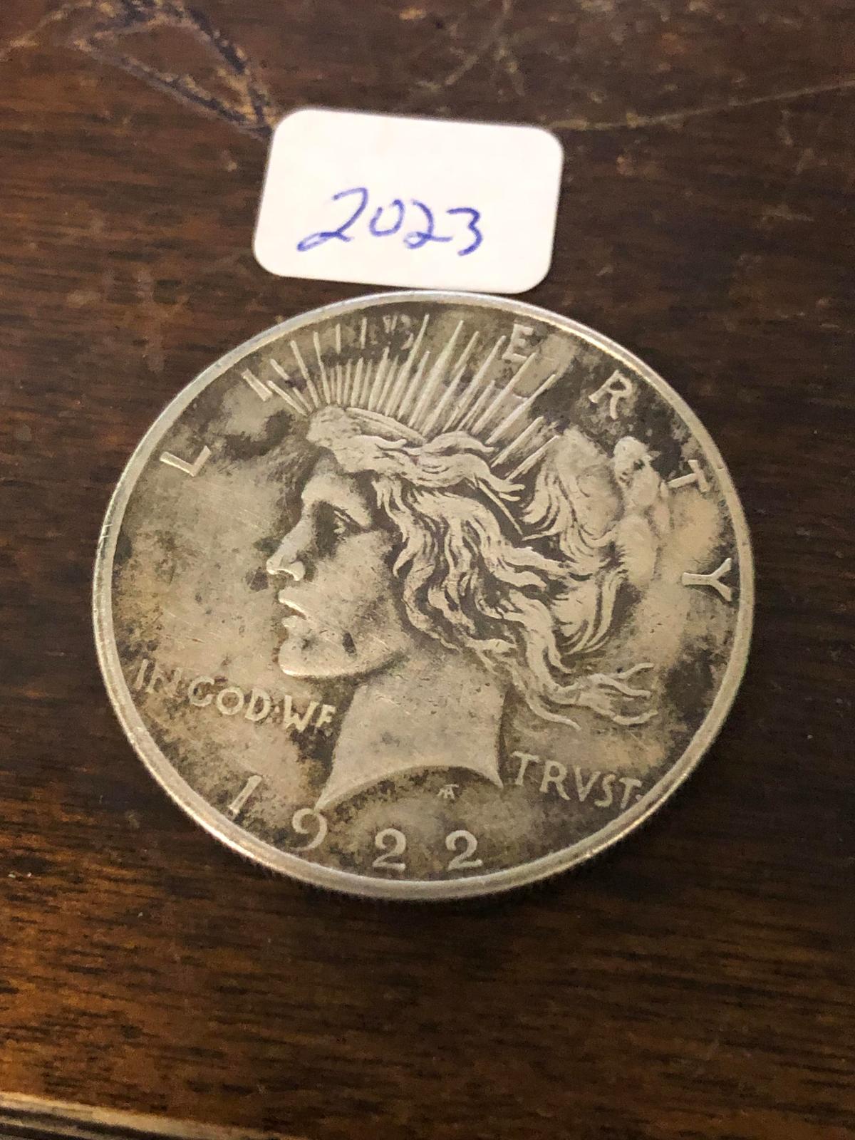 1922 P Silver Peace $1 Dollar Coin