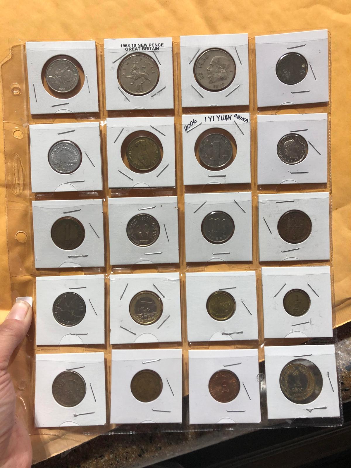 Sheet of Foreign Coins