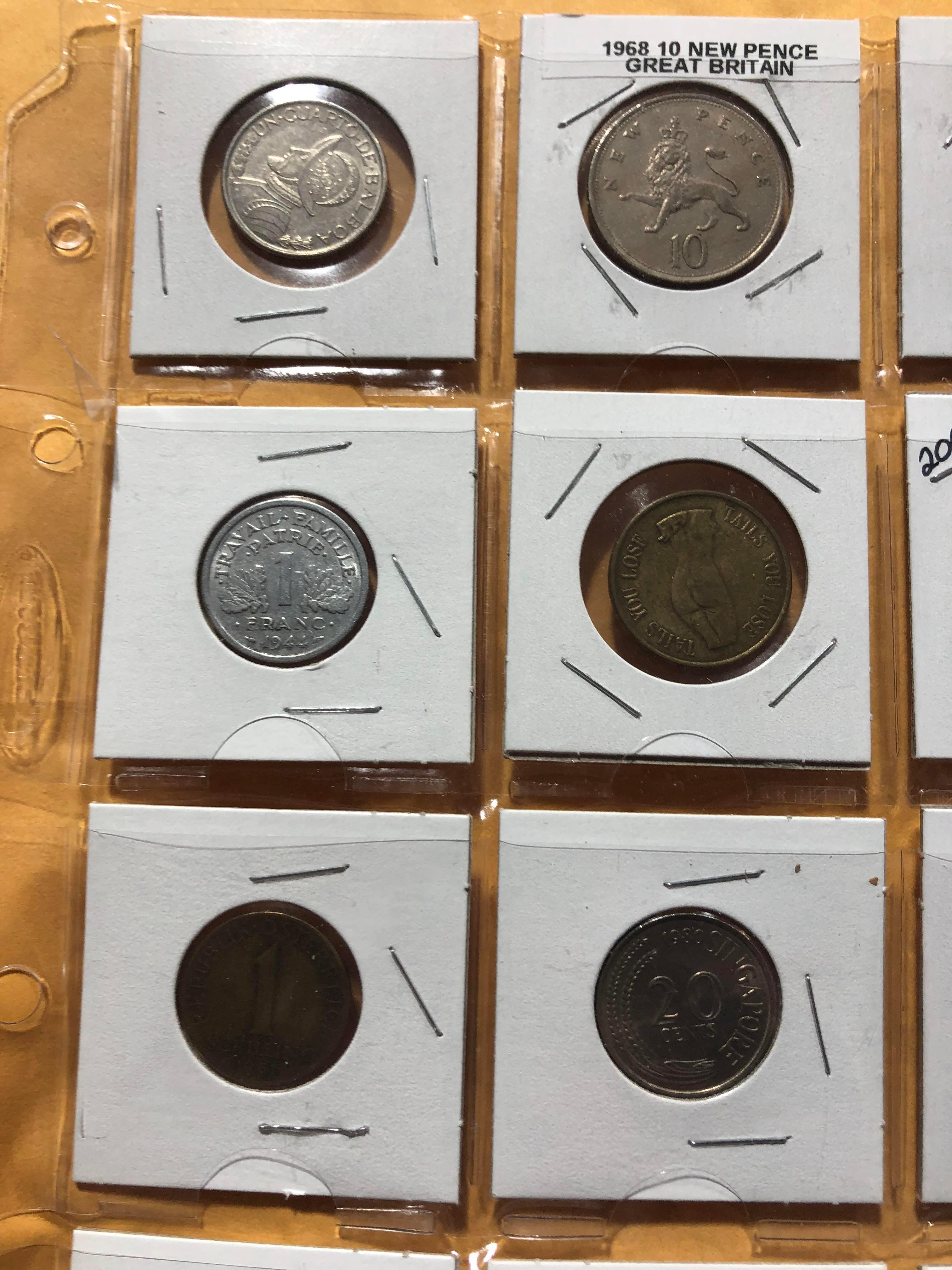 Sheet of Foreign Coins