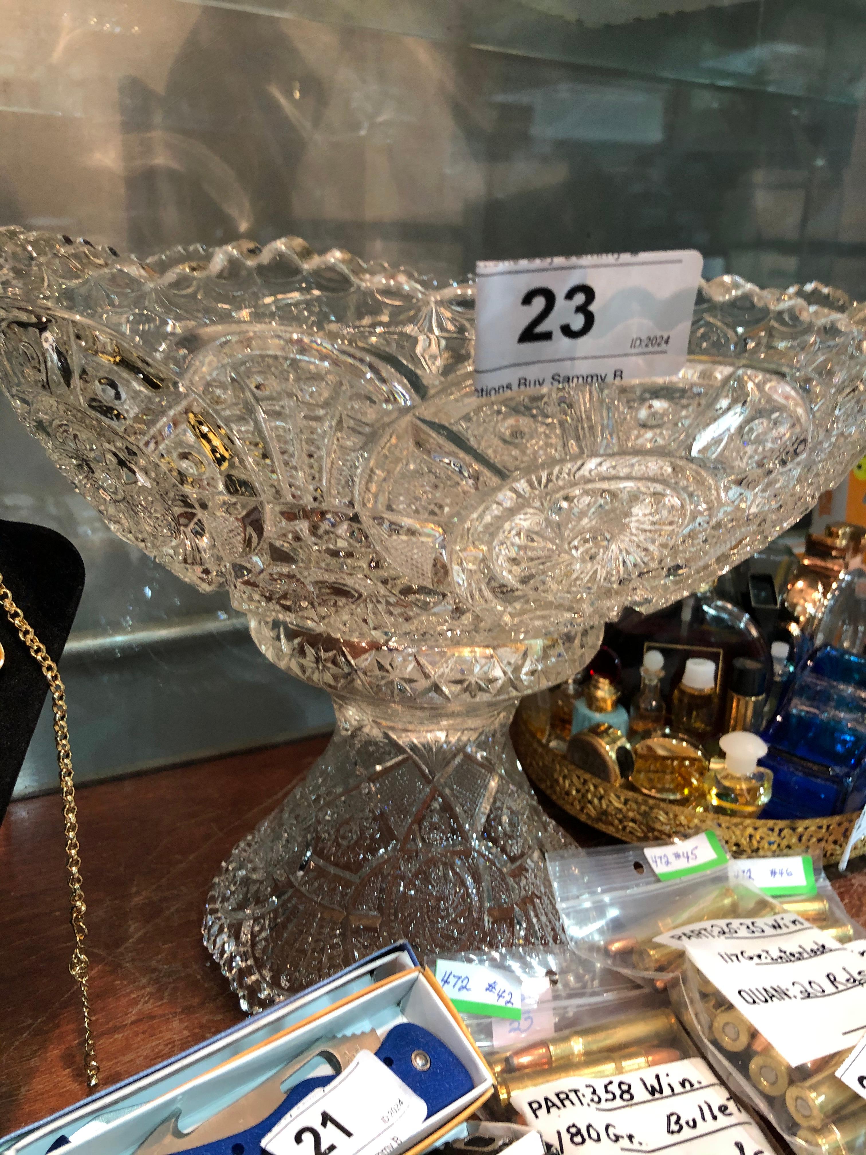 Punch Bowl on Stand  Pattern Glass