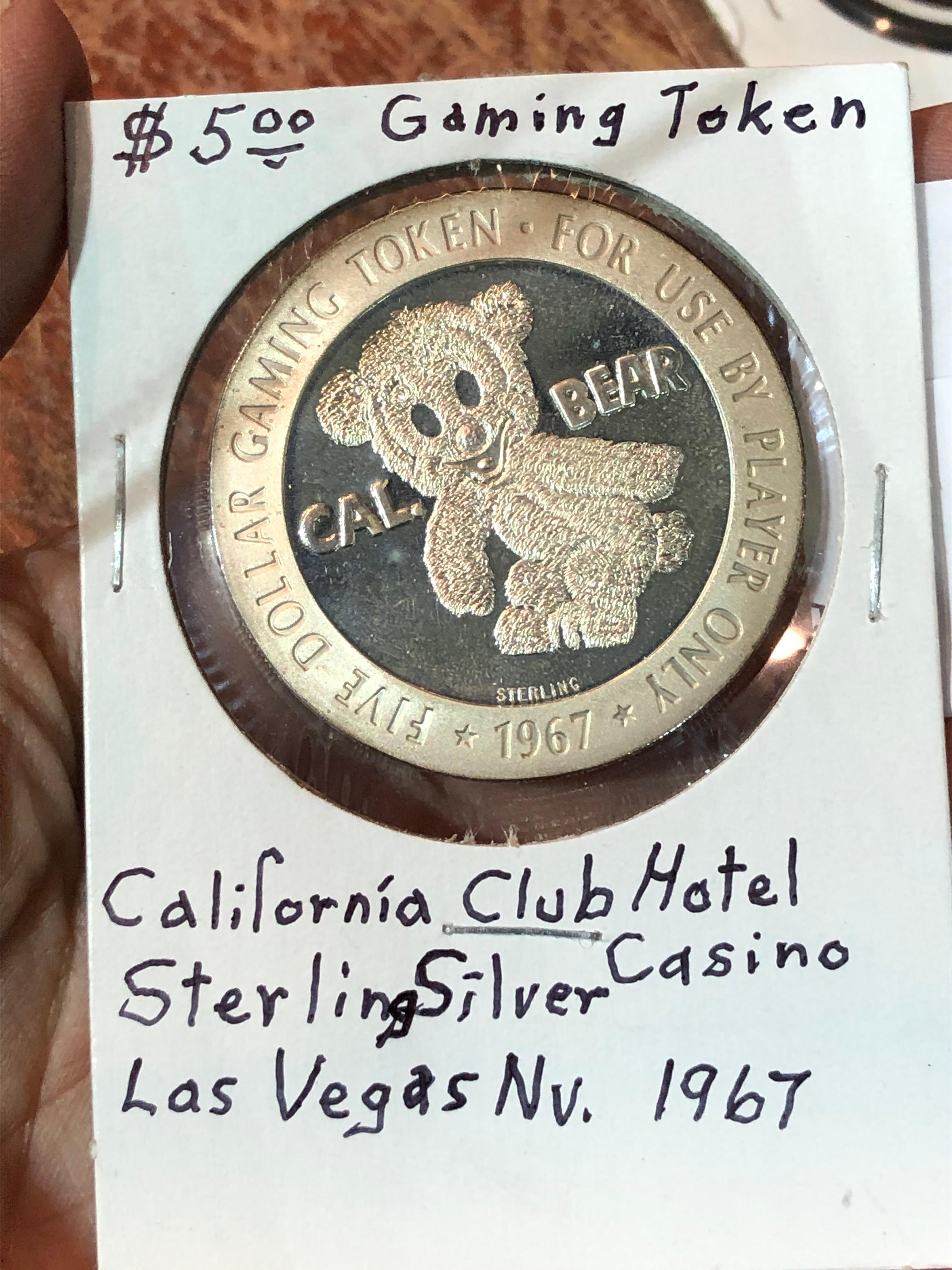 $5 Sterling Silver Dollar Gaming Token, California