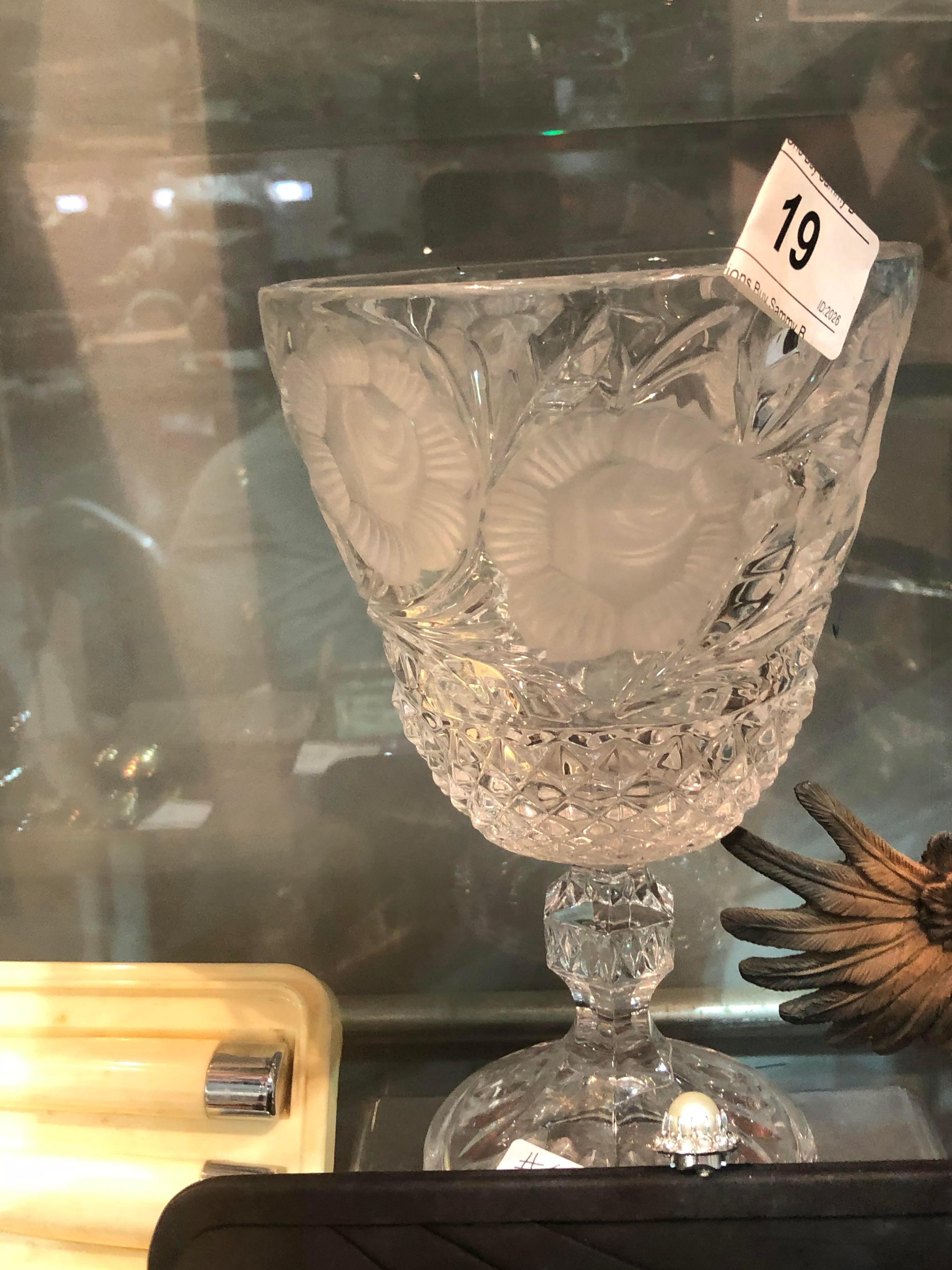 Crystal Bowl on Pedestal - Flowers - Desert?