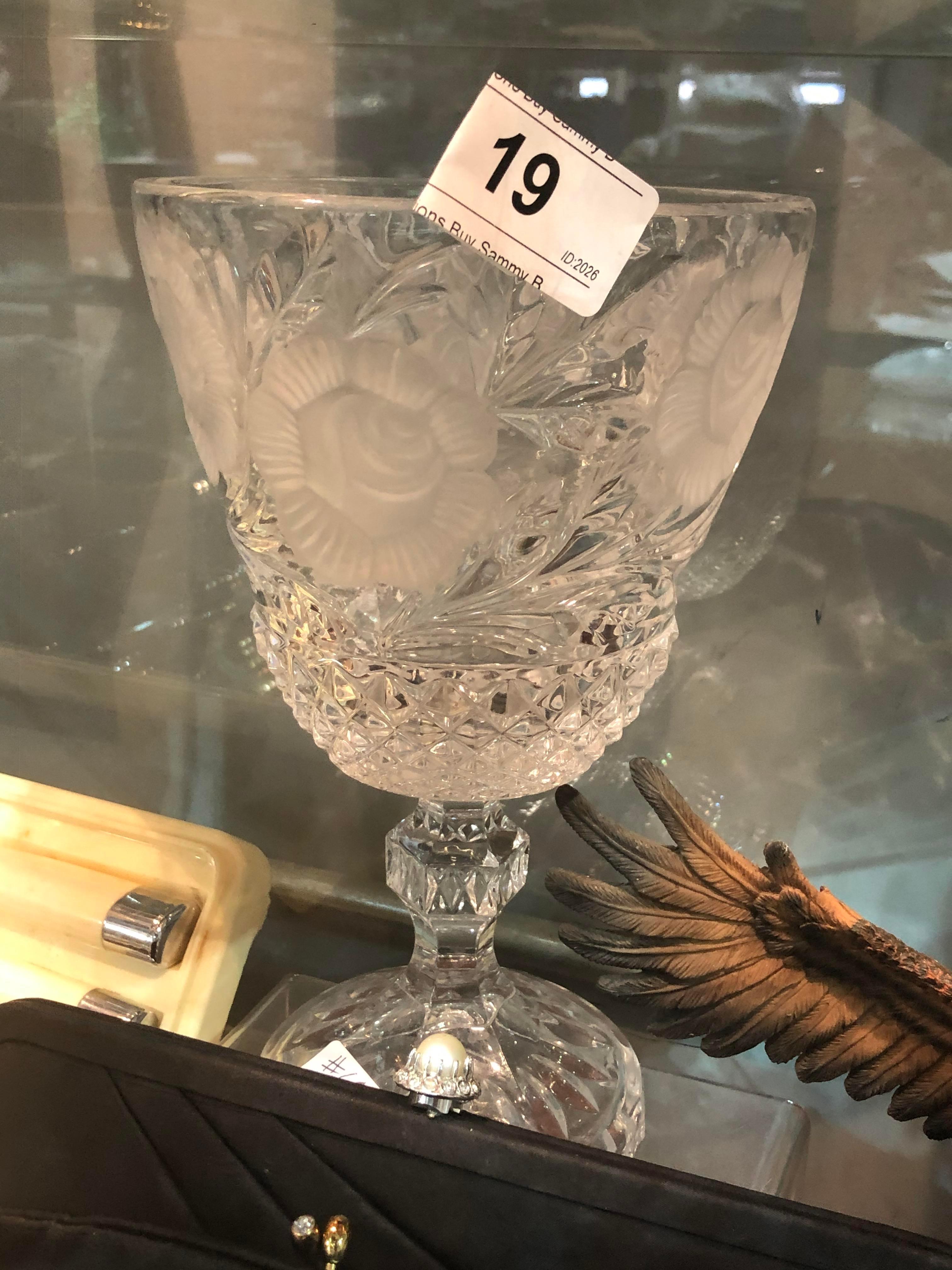 Crystal Bowl on Pedestal - Flowers - Desert?