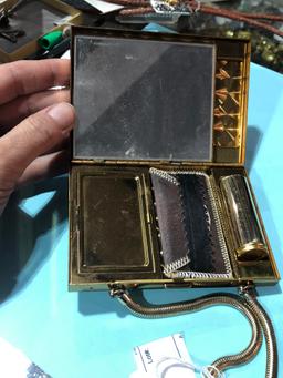 Vintage Compact w/ Mirror, Comb & Libstick Tube